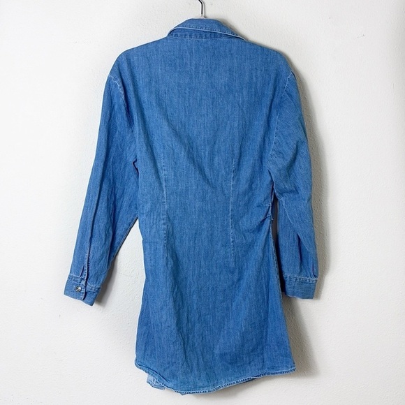 Zara The Erin Denim Wrap Asymmetric Mini Dress size M - Picture 5 of 13